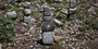 比叡尾山城近くの光源寺跡に残る墓塔群。城主三吉氏一族のものとみられる。
