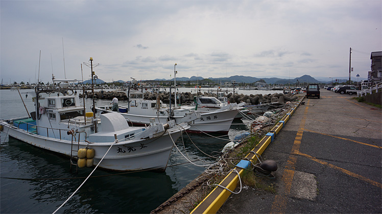 賀露港から鳥取城方面を望む。 