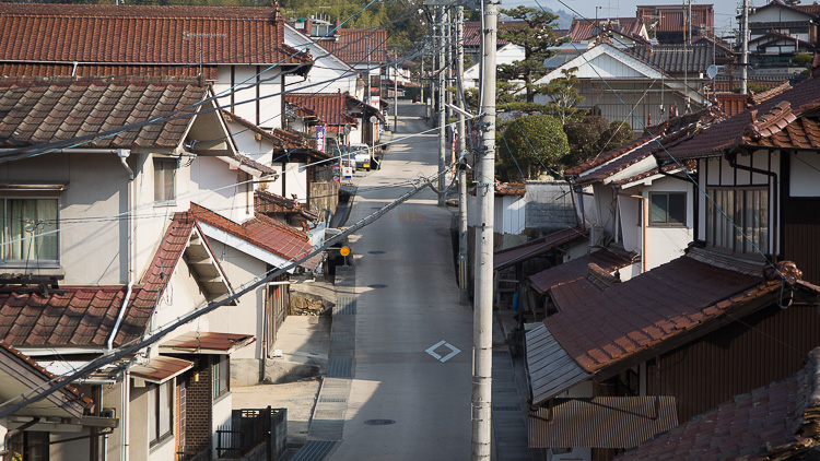 西福寺から眺めた白市の町並み。 