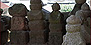 笠岡の威徳寺に安置されている五輪塔や宝篋印塔 他の石造物群。陶山氏ゆかりのものと推定されている。