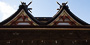 吉備津神社の本殿。屋根形式は比翼入母屋造といい、入母屋造の屋根を前後に二つ並べたもの。